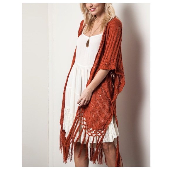 Last! Beautiful Burnt Orange Kimono Cardigan - Picture 1 of 5